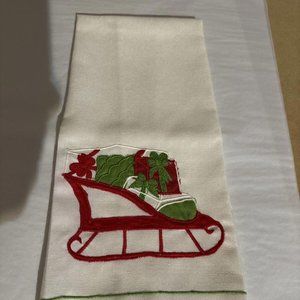 Christmas Hand Towel Bathroom or Kitchen Santa's Sleigh Handmade NEW 26x14
